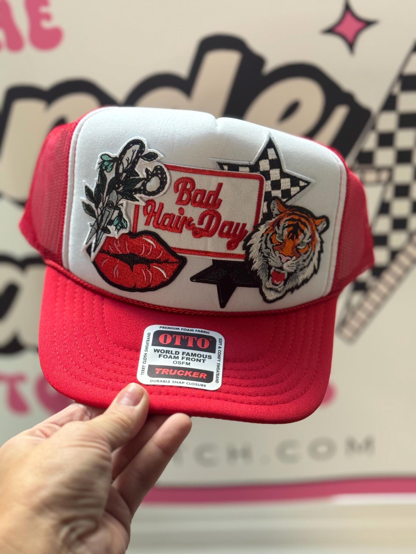 Bad hair day hairstylist trucker patch hat