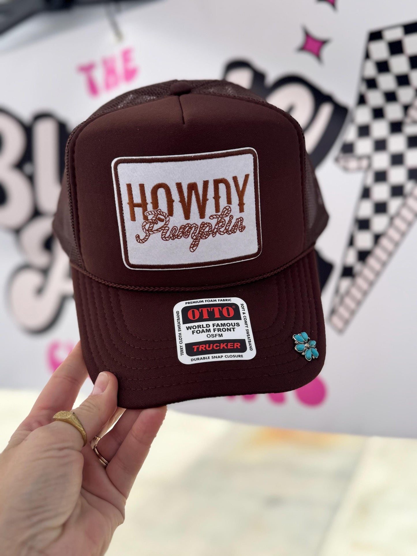 Howdy pumpkin custom trucker patch hat