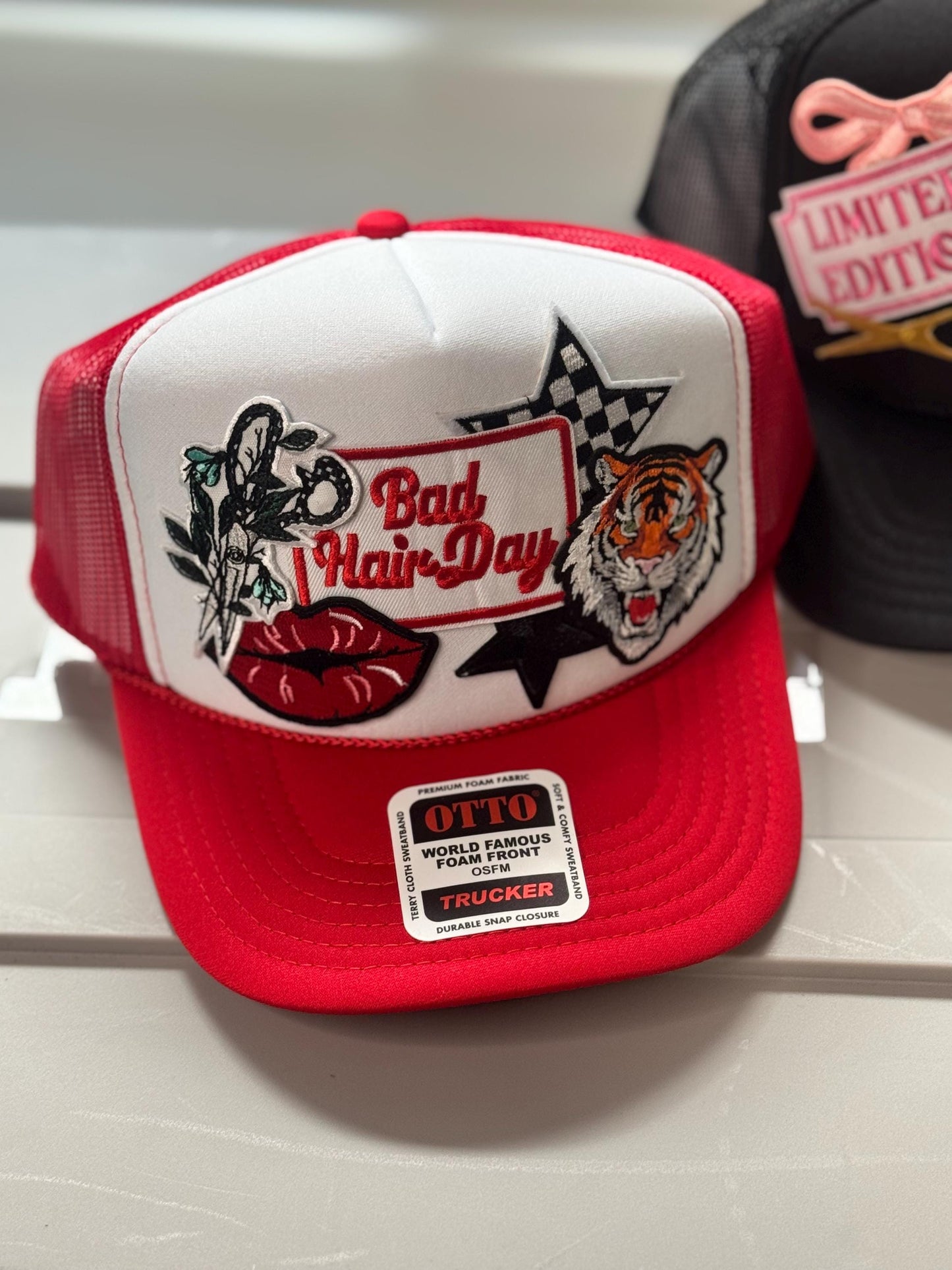 Bad hair day hairstylist trucker patch hat