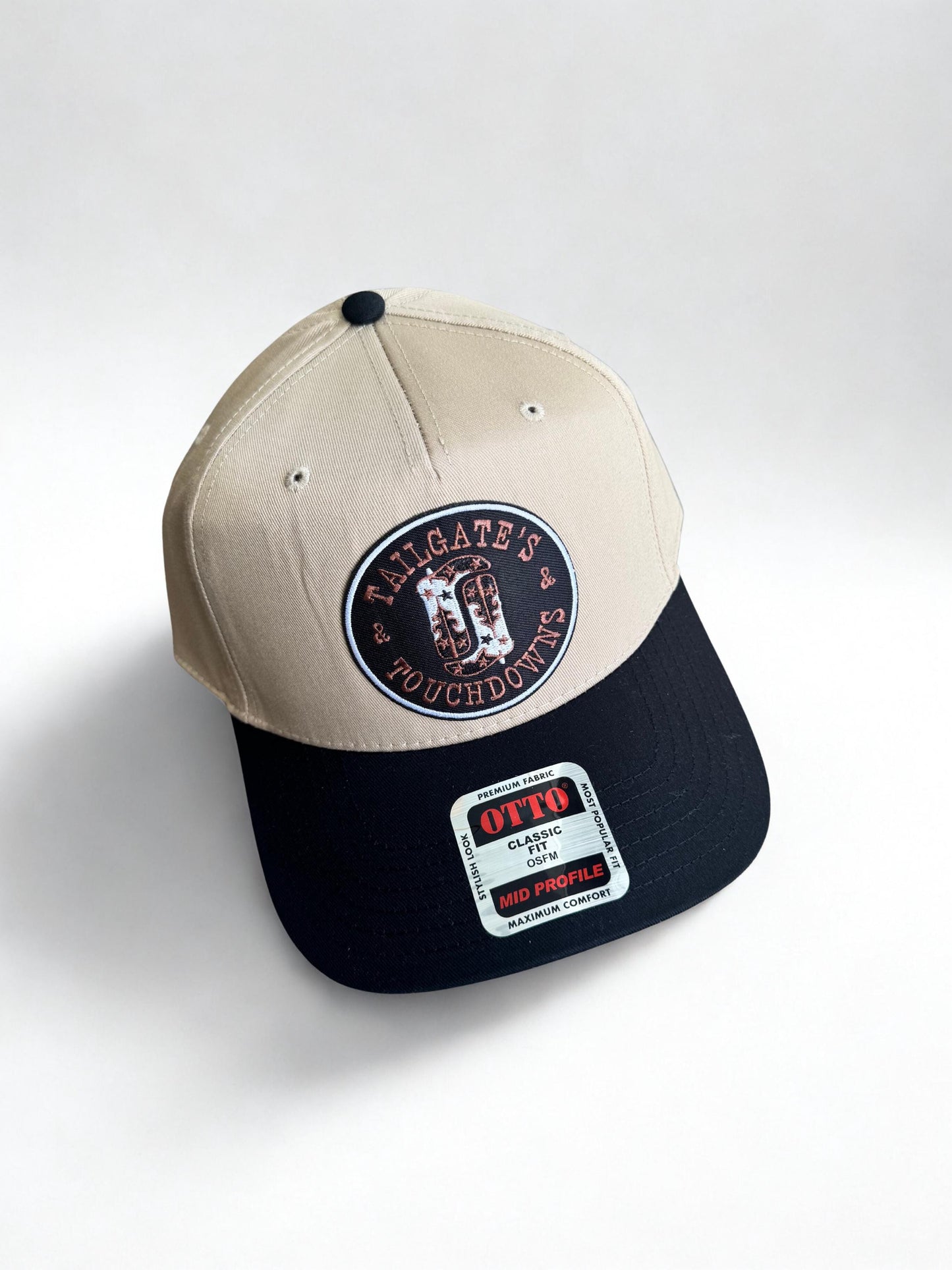 Football tailgates and touchdowns western trucker patch hat
