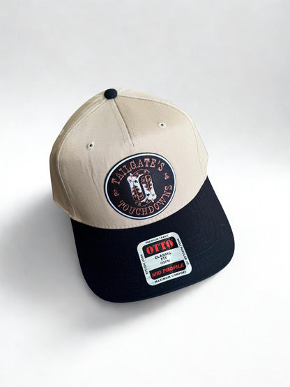 Football tailgates and touchdowns western trucker patch hat