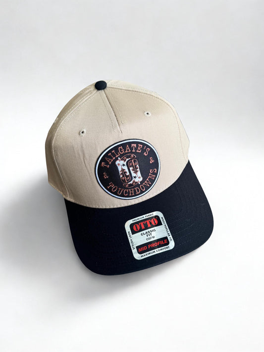 Football tailgates and touchdowns western trucker patch hat