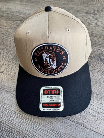 Football tailgates and touchdowns western trucker patch hat